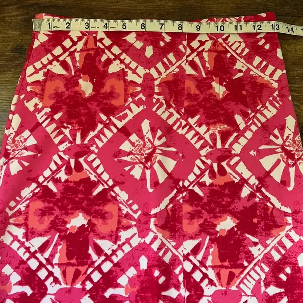 INC Pink & White Abstract Stretchy Pencil Skirt